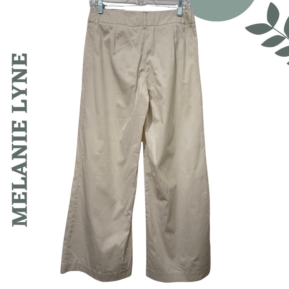 Melanie Lyne Beige Wide Leg Career Pants Size 2 Stretch - Picture 4 of 7